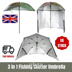 3-in-1 UV Fishing Umbrella Bivvy Shelter Carp Sun Shade Rain Protector Brolly