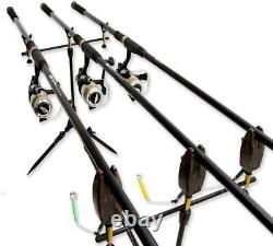 Complete Carp Fishing Set 3 Rods and Reels Set Up With Bivvy Tackle Luggage More