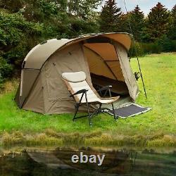 Fishing Bivvy 2 Man Tent with Overwrap Overnight Shelter Dome Tackle Brolly Carp