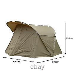 Fishing Bivvy 2 Man Tent with Overwrap Overnight Shelter Dome Tackle Brolly Carp