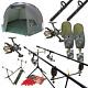 Full Carp Fishing Set Up 2 Rods With Day Bivvy Shelter Rods Reels Pod Alarms