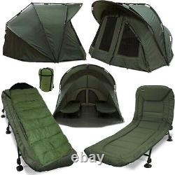 Ngt XL Fortress Bivvy With Hood 2 Man Carp Fishing + 6 Leg Bed + Dynamic Sb Bag